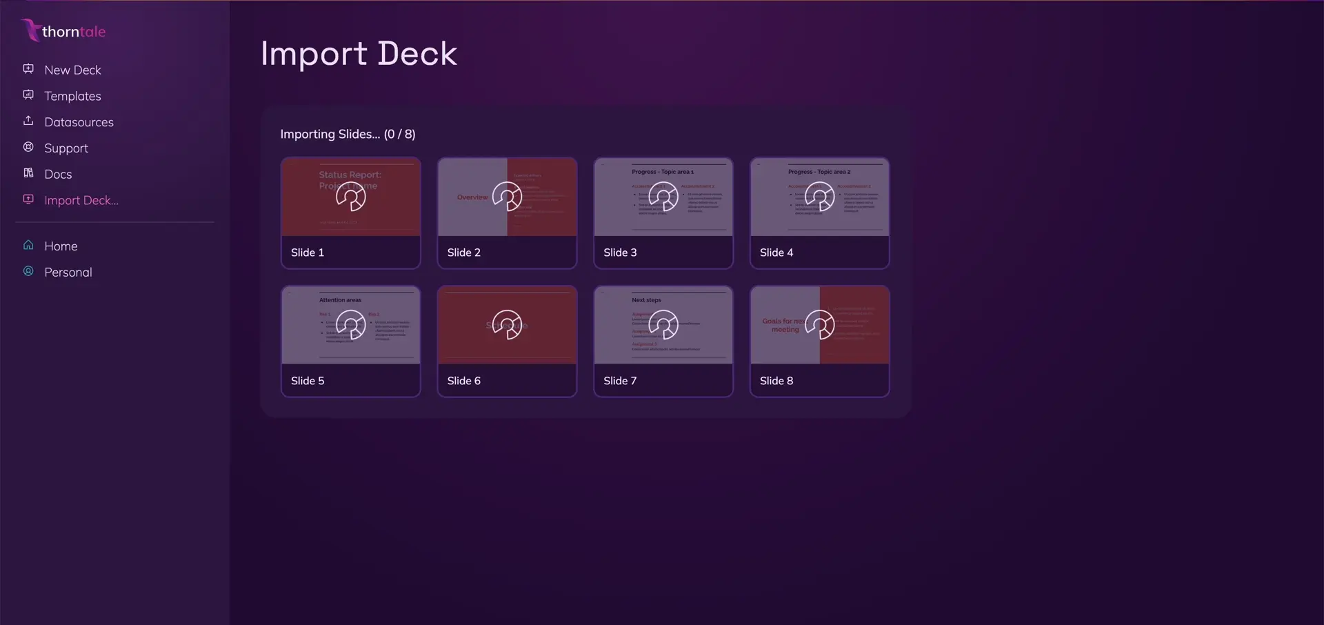Importing a Google Slides deck into Thorntale