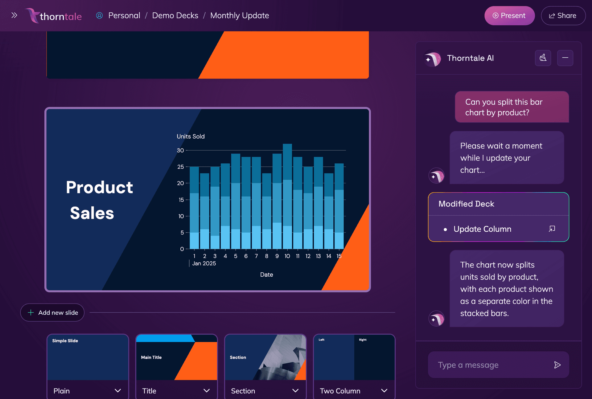 Hero image for Present Your Data with Thorntale AI